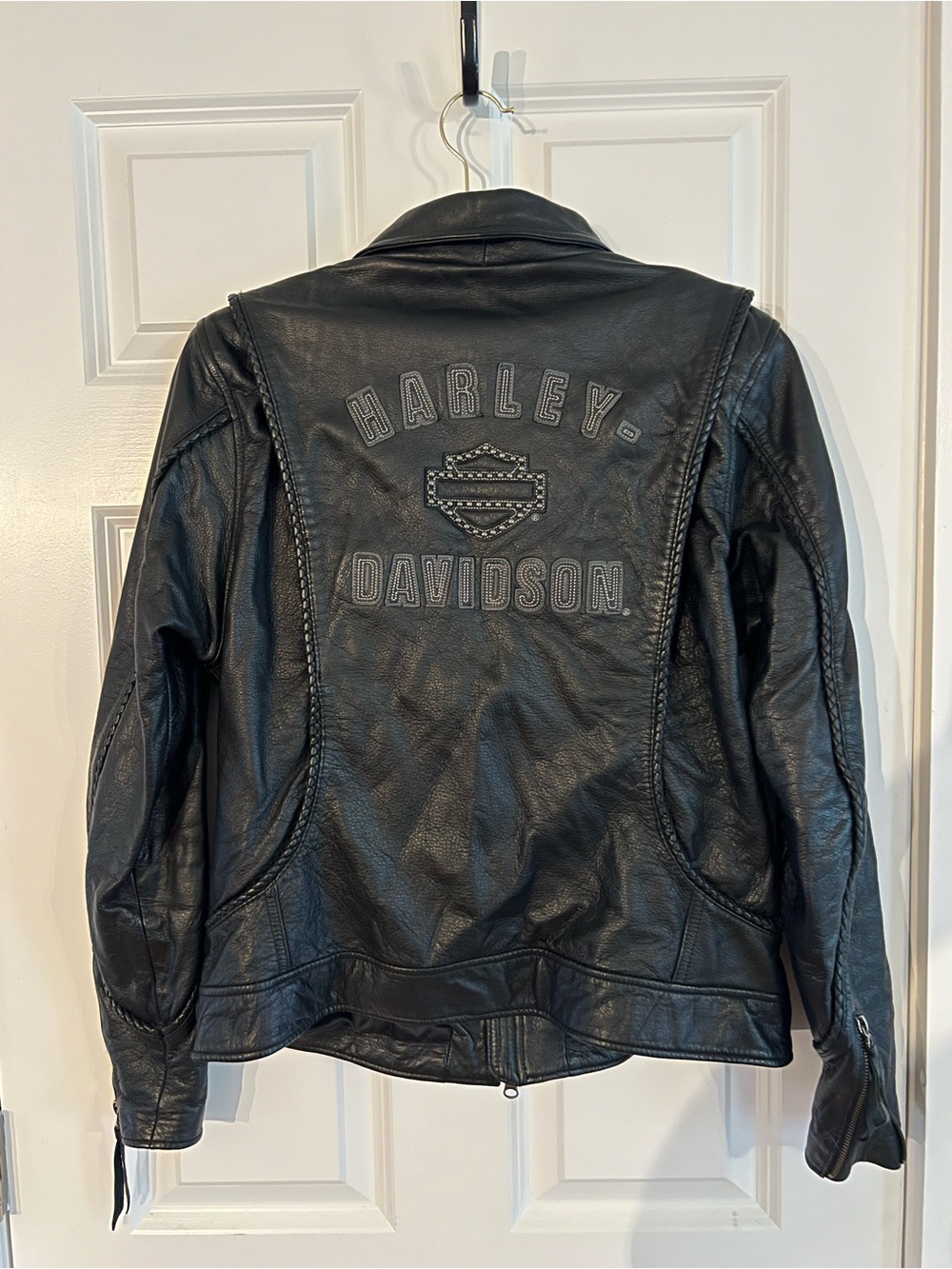 Harley-Davidson Black Embossed Logo Leather Jacket